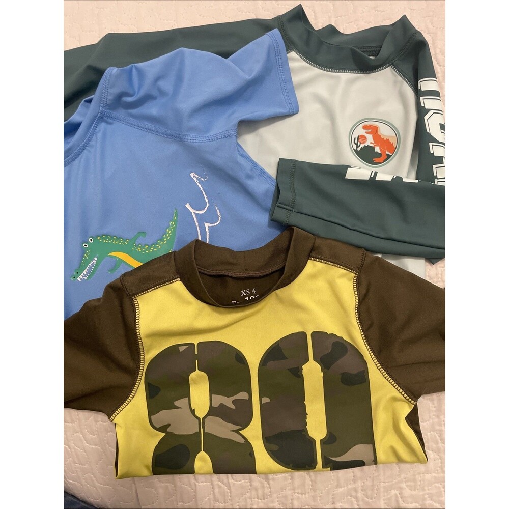 Toddler boys size 3 4 4T swim shirts Rash Guard Swimwear Lot See
